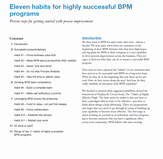 11 Habits for Highly Successful BPM Programs