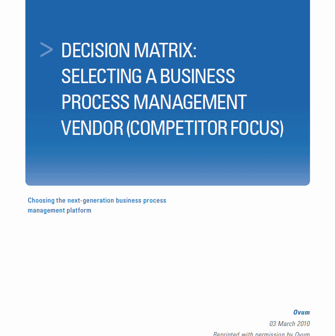 Decision Matrix: Selecting a Business Process Management Vendor (Competitor Focus)