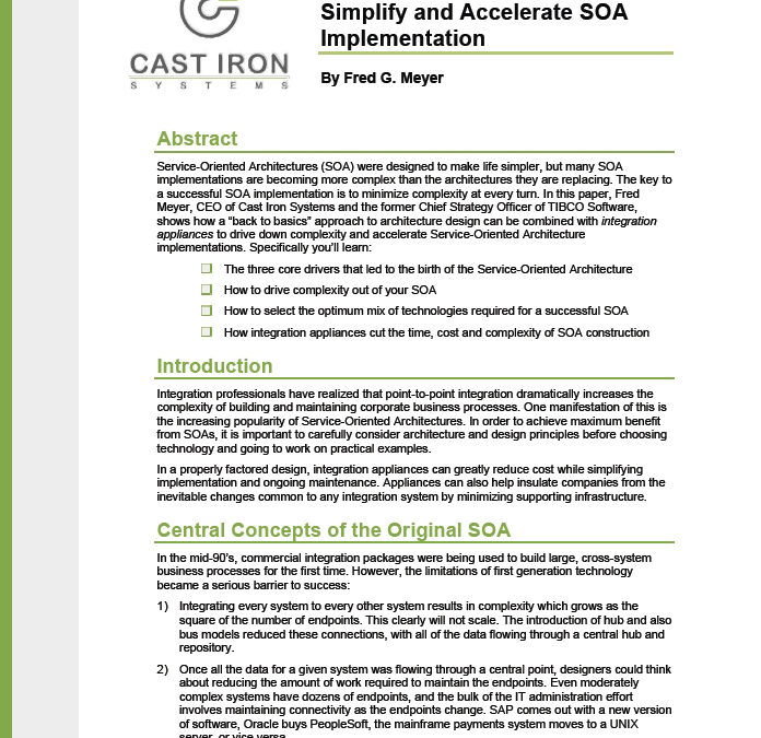 How Integration Appliances Simplify and Accelerate SOA Implementation