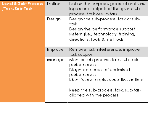 Level 5: Sub-Process/Task/Sub-Task