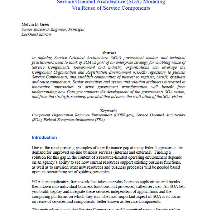 Service Oriented Architecture (SOA) Modeling Via Reuse of Service Components